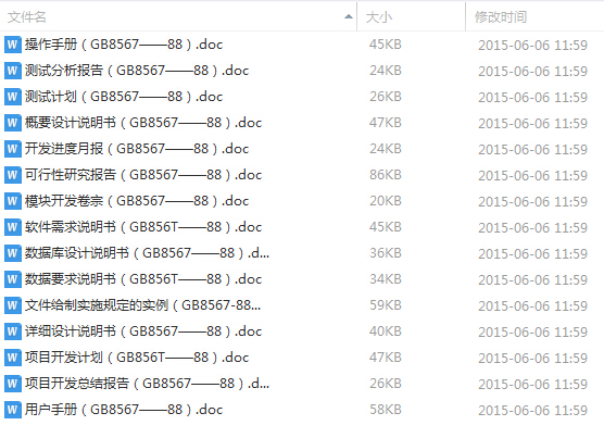 軟件項目開發的全套文檔15份