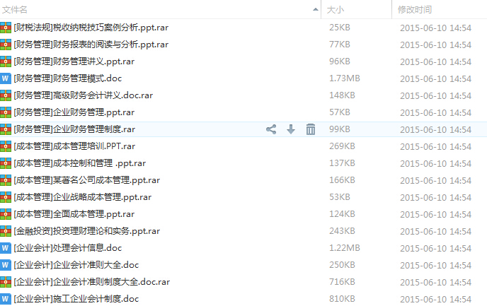 財務會計部門工作內部資料