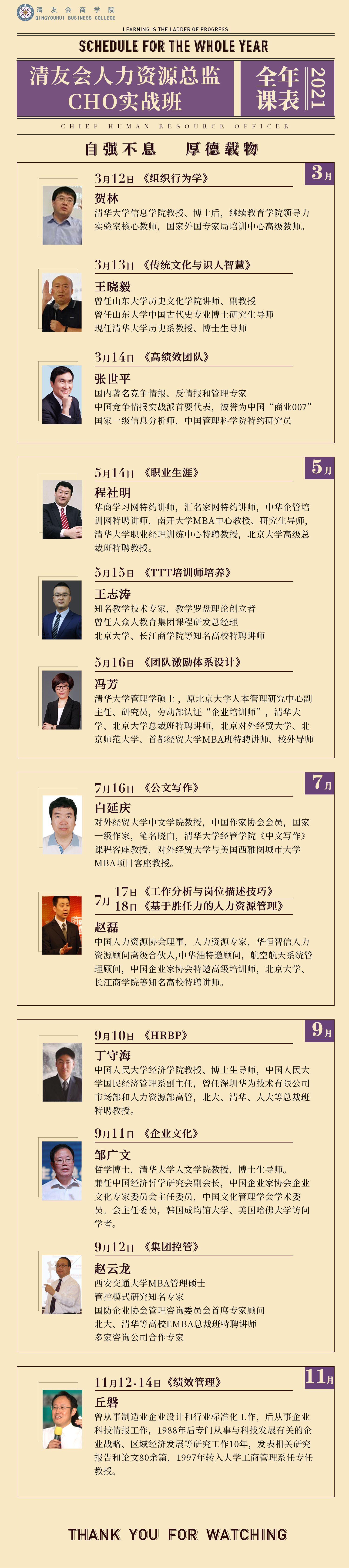 人力資源總監CHO研修班2021年全年課表